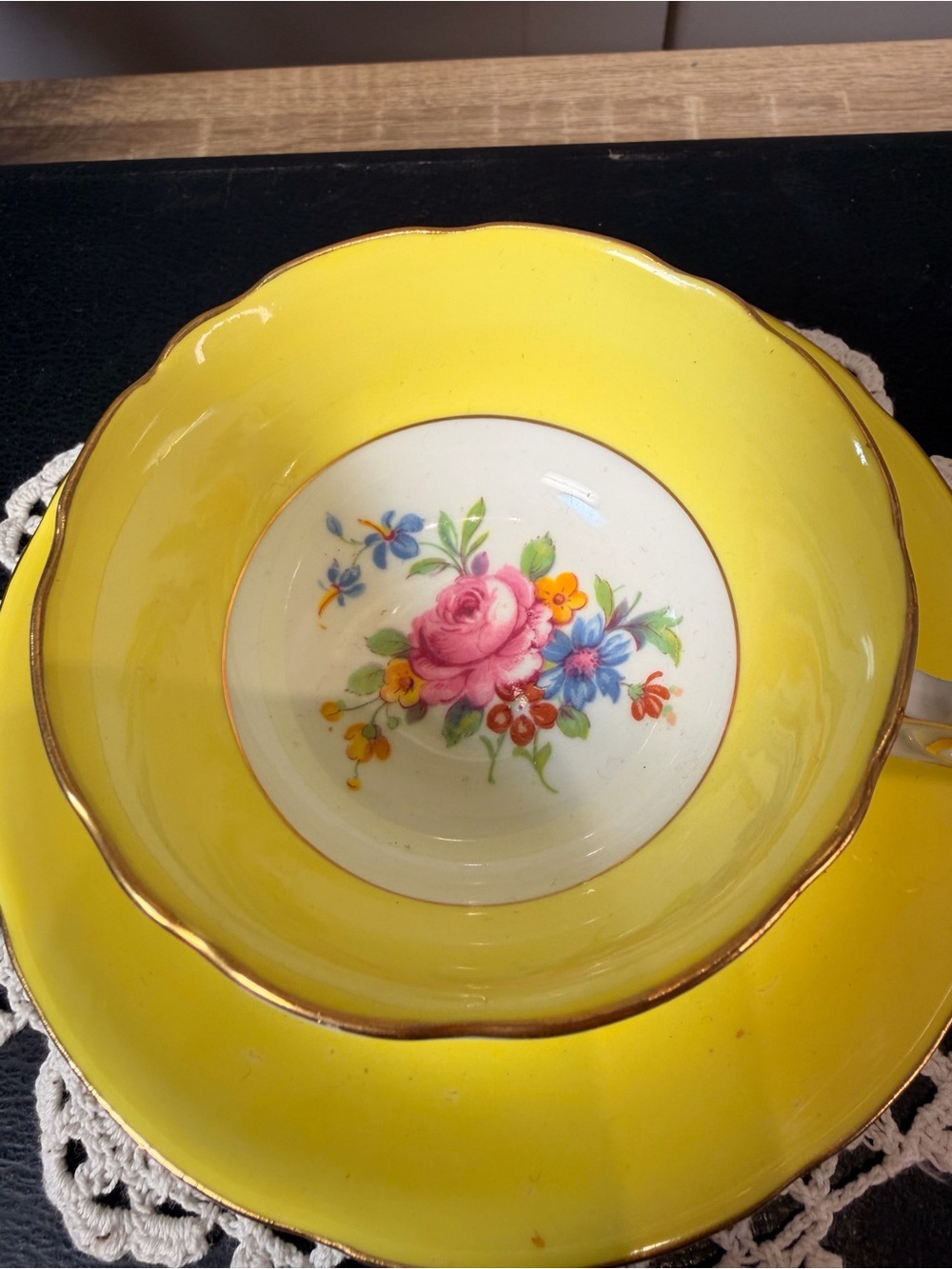 vintage Royal Grafton yellow fine bone china teacup and saucer set - Picture 6 of 12